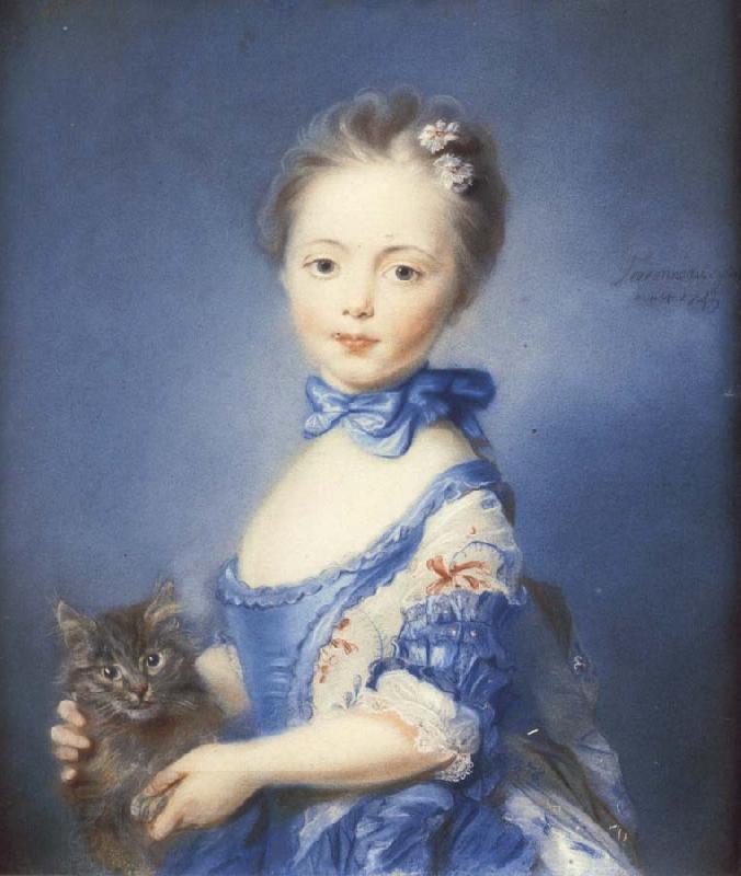 PERRONNEAU, Jean-Baptiste A Girl with a Kitten China oil painting art